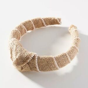 Anthropologie Embellished Woven Jute Knot Headband